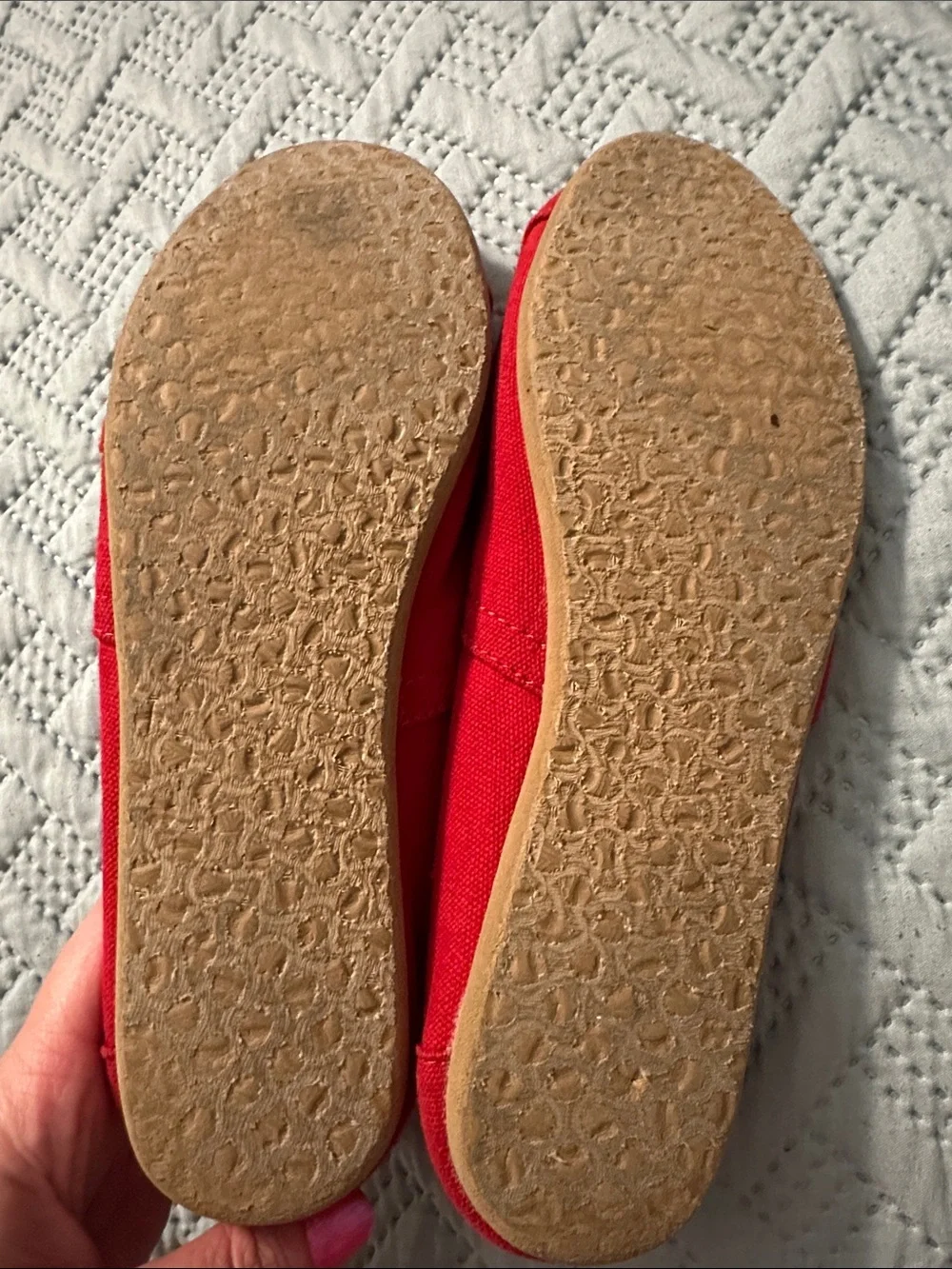 Toms Red Canvas Slip-On Flats - Women's size 8.5